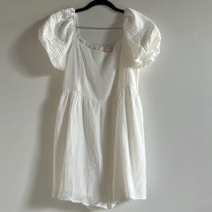 Pink Lily White Puff Sleeve Romper